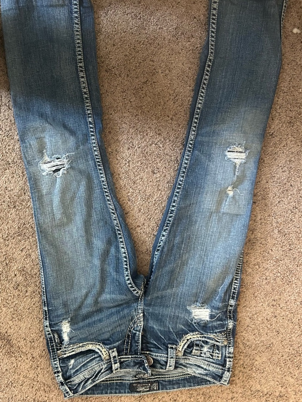 Silver Jeans Distressed Blue Skinny Jeans